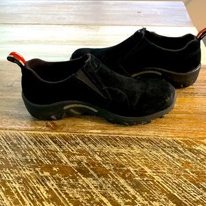 Merrell big kids jungle moc, black suede